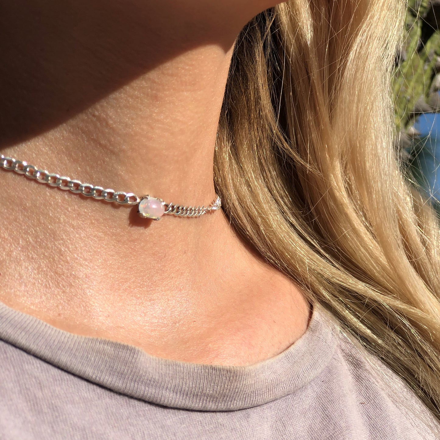collar LUX plata opalo Deltum jewelry